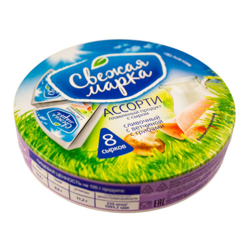 Сыр плавленый Свежая марка Ассорти ж 45% 130 гр круг
