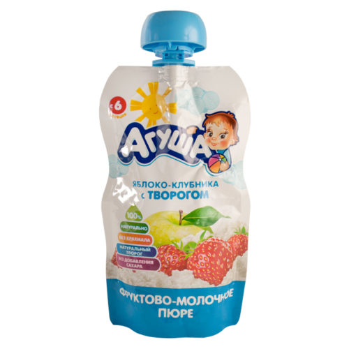 Пюре Агуша ябл-клуб-твор 90 г пауч-пак